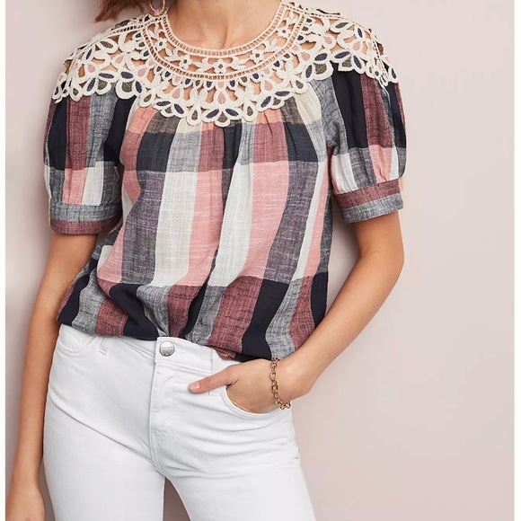 Anthropologie NWT Maeve plaid swing top. Small. - Picture 3 of 4